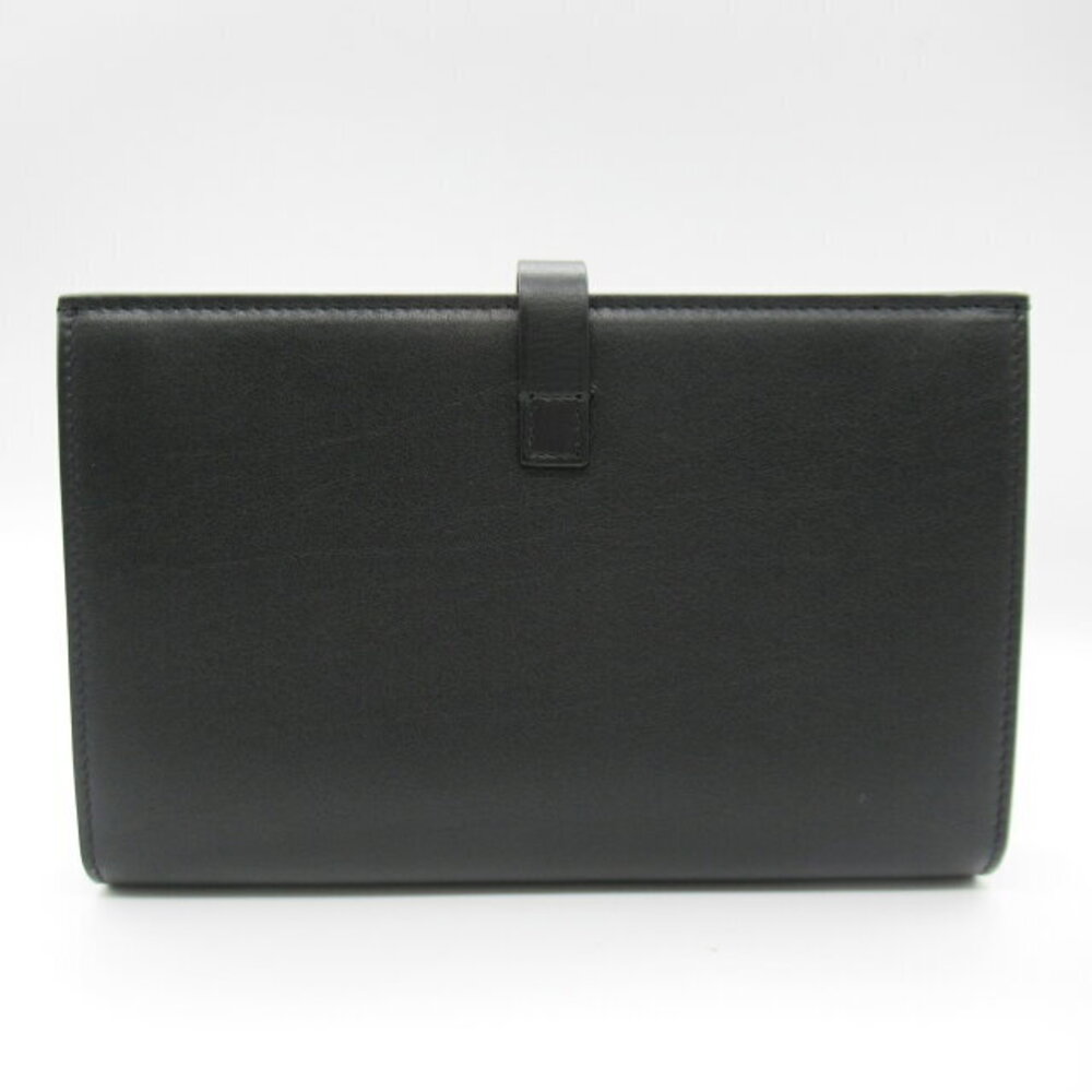 Celine Leather Blue Black Bifold Long Navy Multi Function Wallet